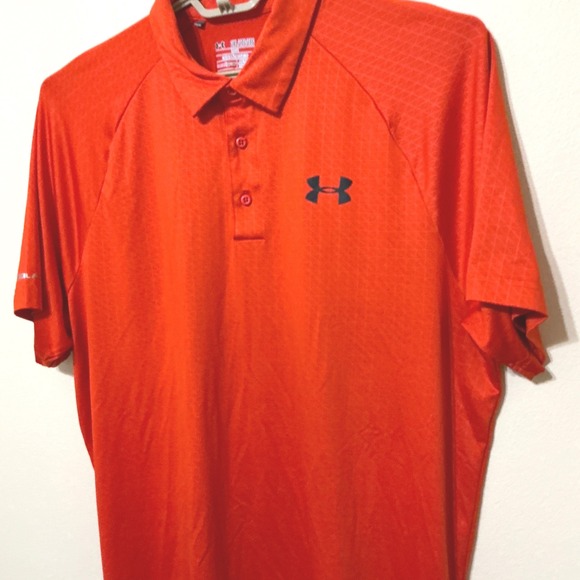 Under Armour Mens 2XL Orange HeatGear Coldblack Polo Shirt Athletic Golf - Picture 2 of 14
